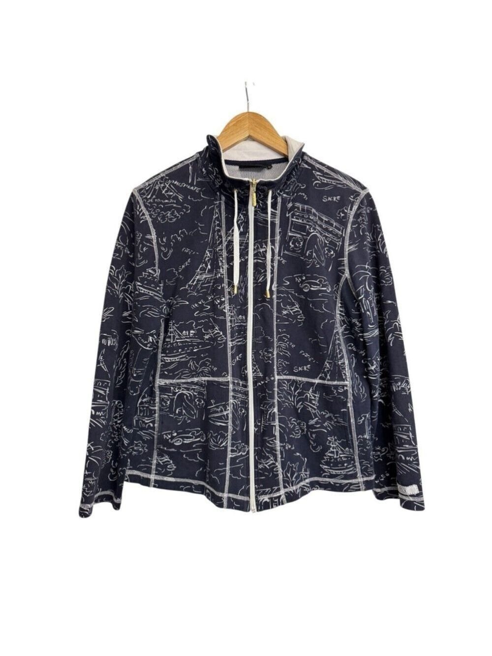 Orly Blue Parisian Print Women's Jacket Large